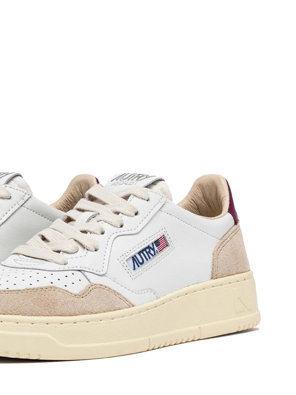 AUTRY Medalist Low Sneakers In White And Fuchsia Leather And Suede