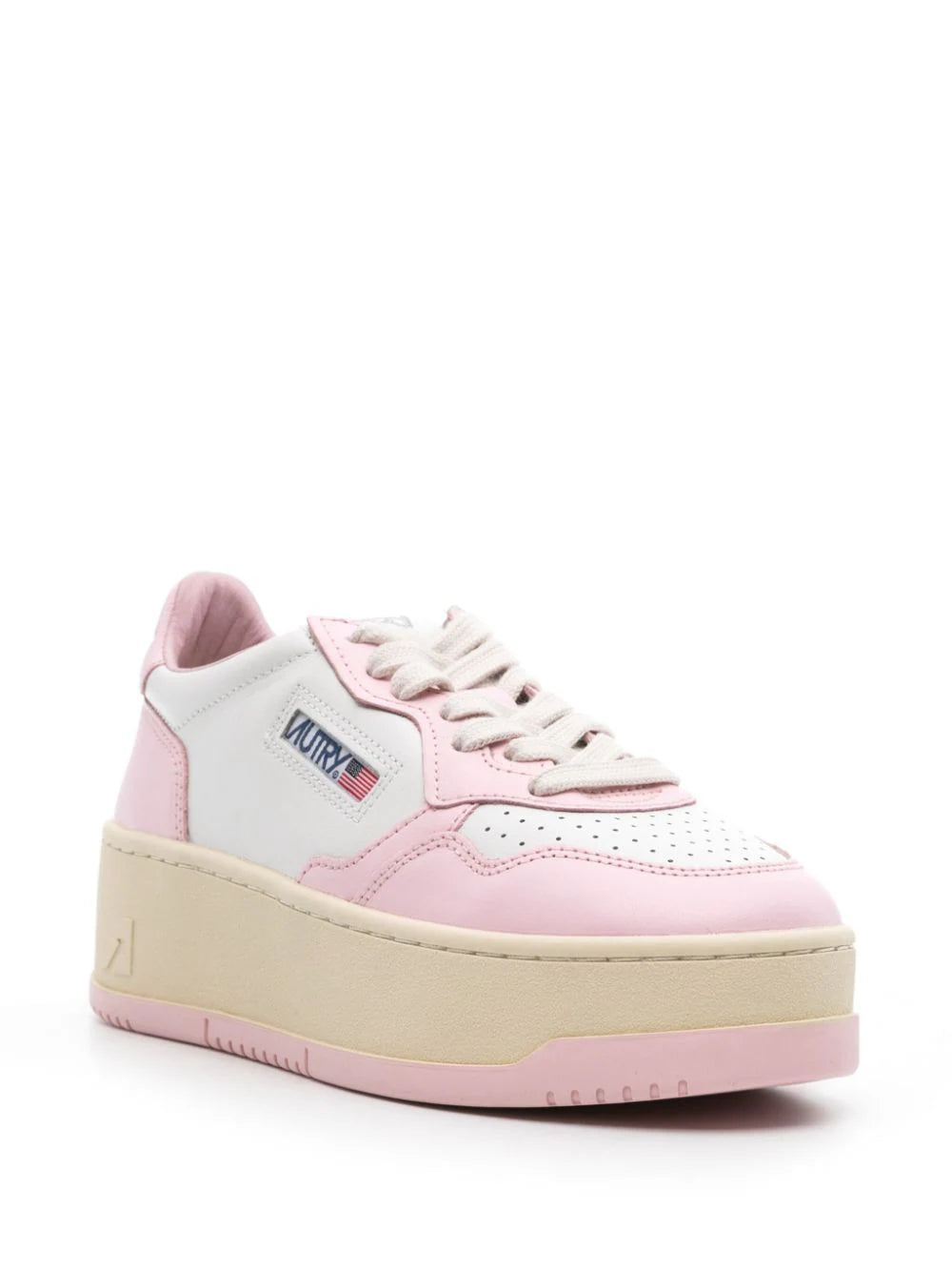 AUTRY Medalist Platform Low Sneakers In White And Pink Leather