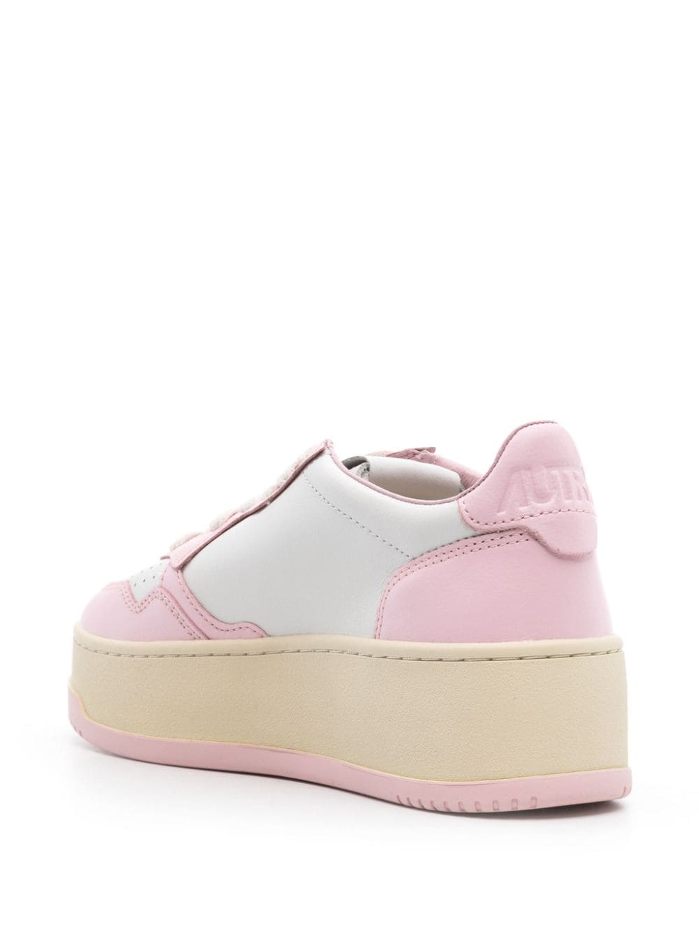 AUTRY Medalist Platform Low Sneakers In White And Pink Leather