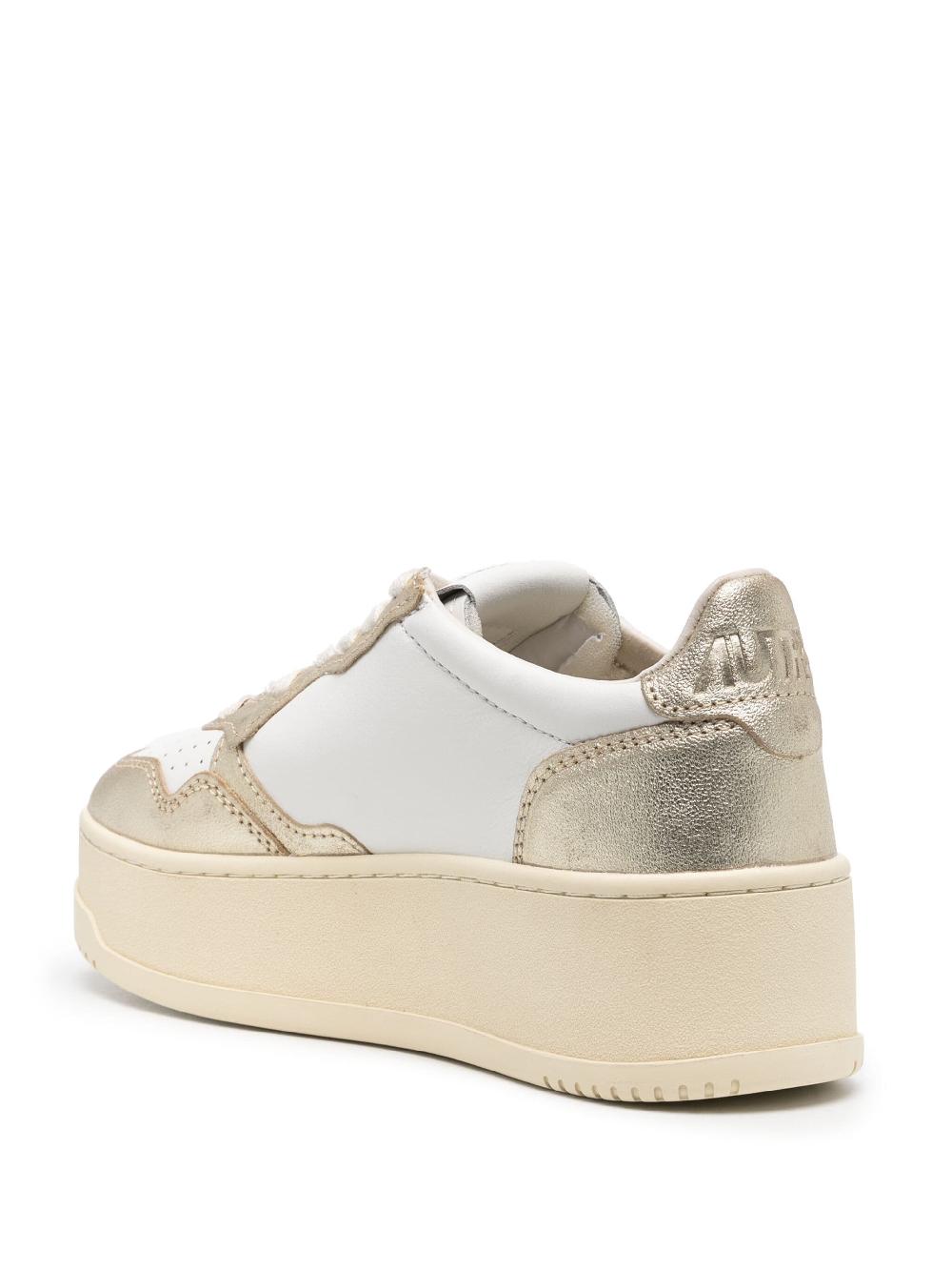 AUTRY Medalist Platform Low Sneakers In White And Platinum Leather