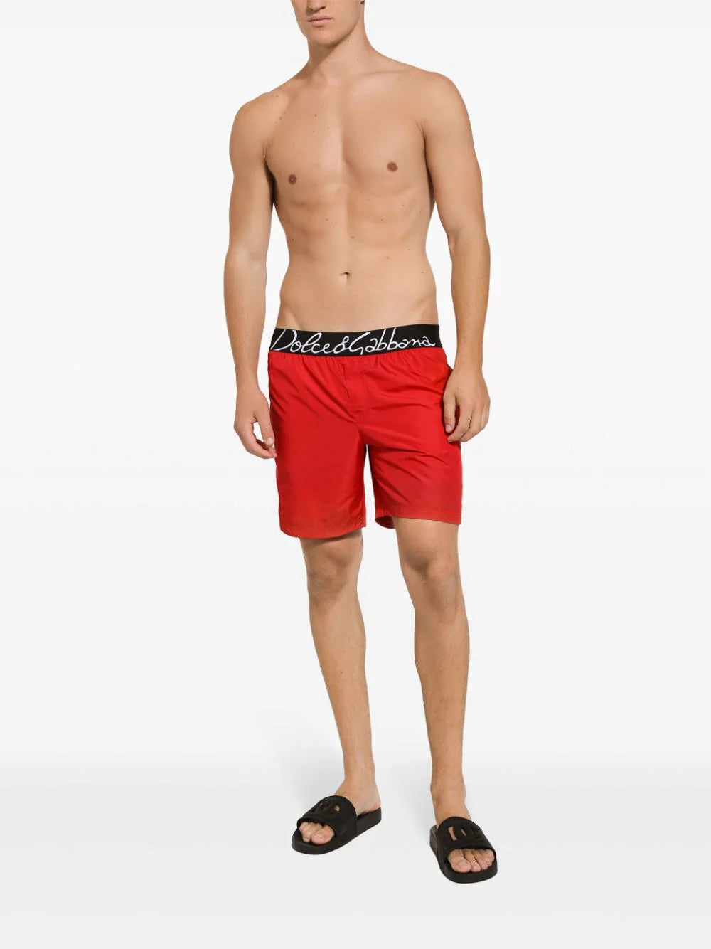 Dolce & Gabbana Mid-length Light Nylon Swim Trunks With Dolce & Gabbana Logo