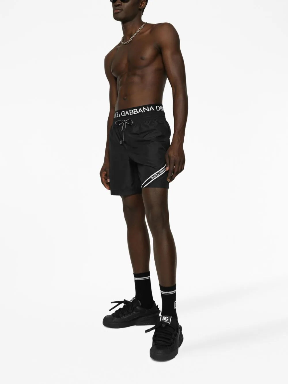 Dolce & Gabbana Mid-length Swim Trunks With Branded Band