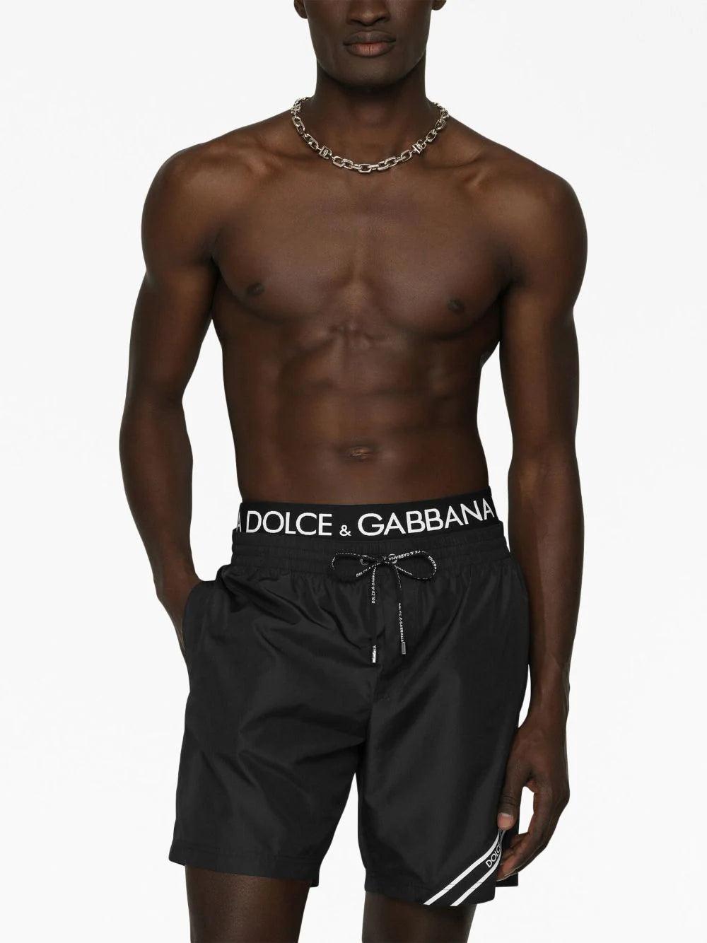 Dolce & Gabbana Mid-length Swim Trunks With Branded Band