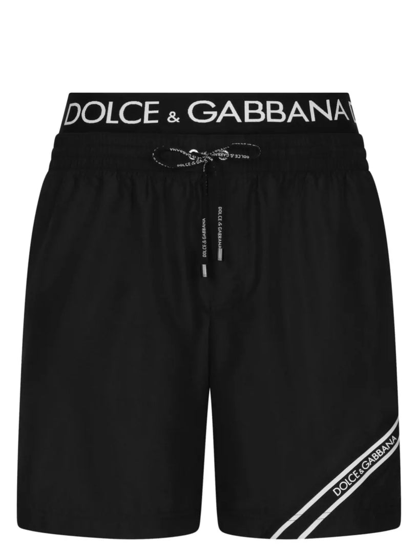 Dolce & Gabbana Mid-length swim trunks with branded band