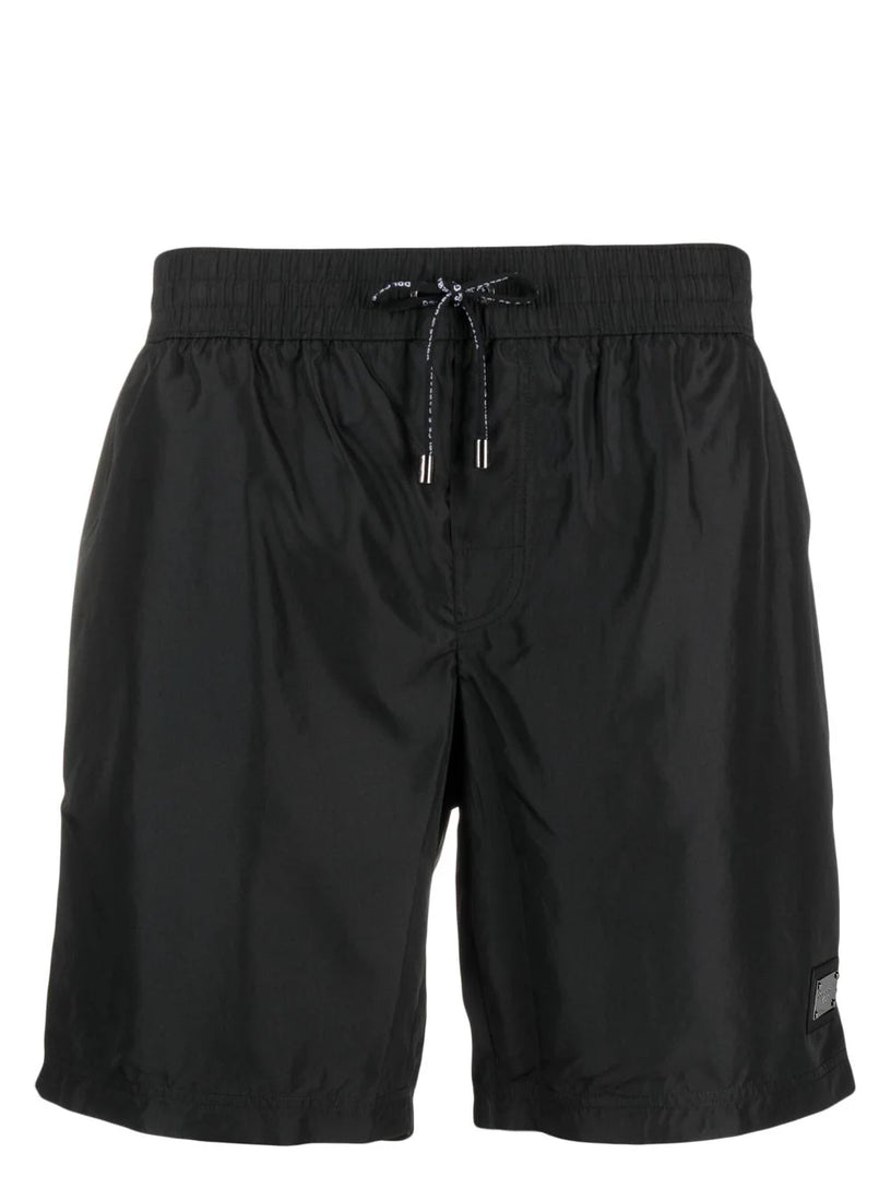 Dolce & Gabbana Mid-length swim trunks with branded plate