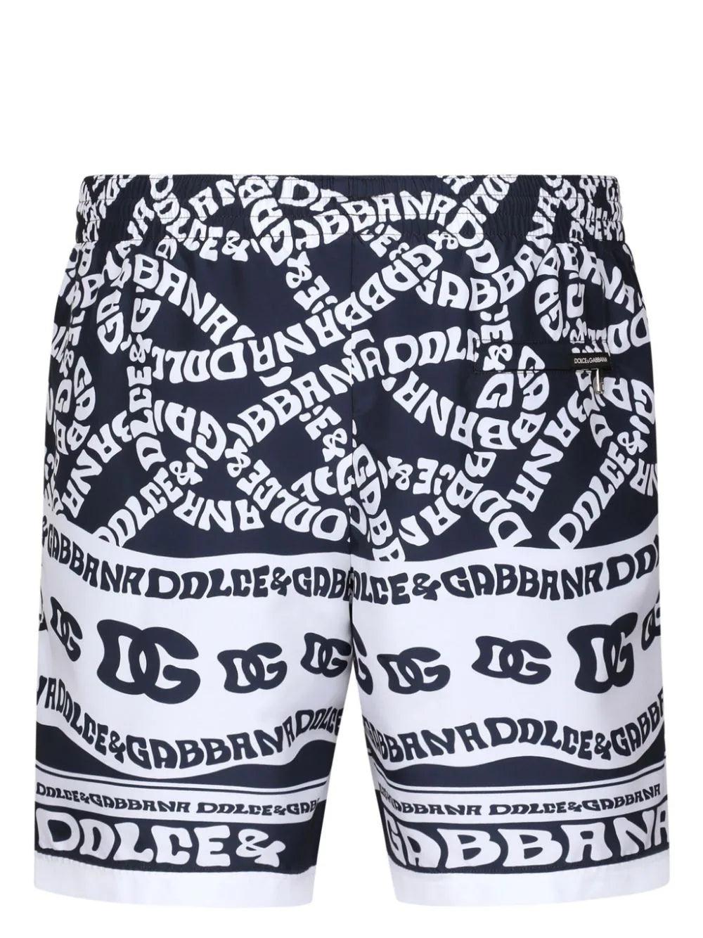 Dolce & Gabbana Mid-length Swim Trunks With Marina Print