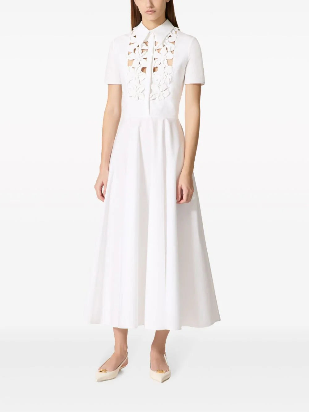 Valentino Garavani Midi Dress In Embroidered Compact Poplin