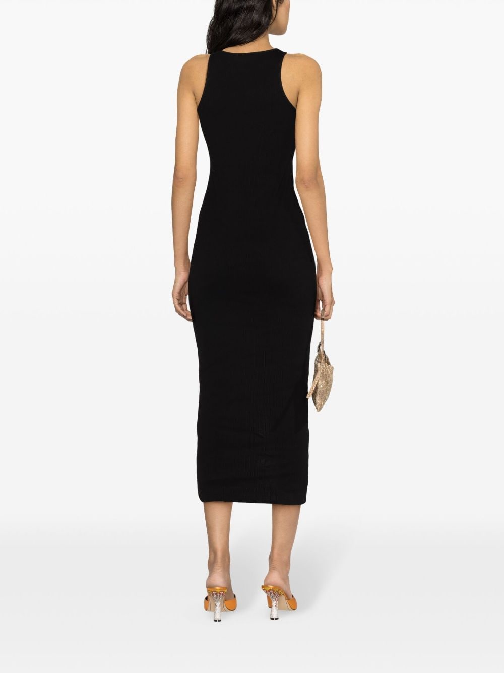 Blumarine Midi Dress With B Gothic Rhinestone Embroidery
