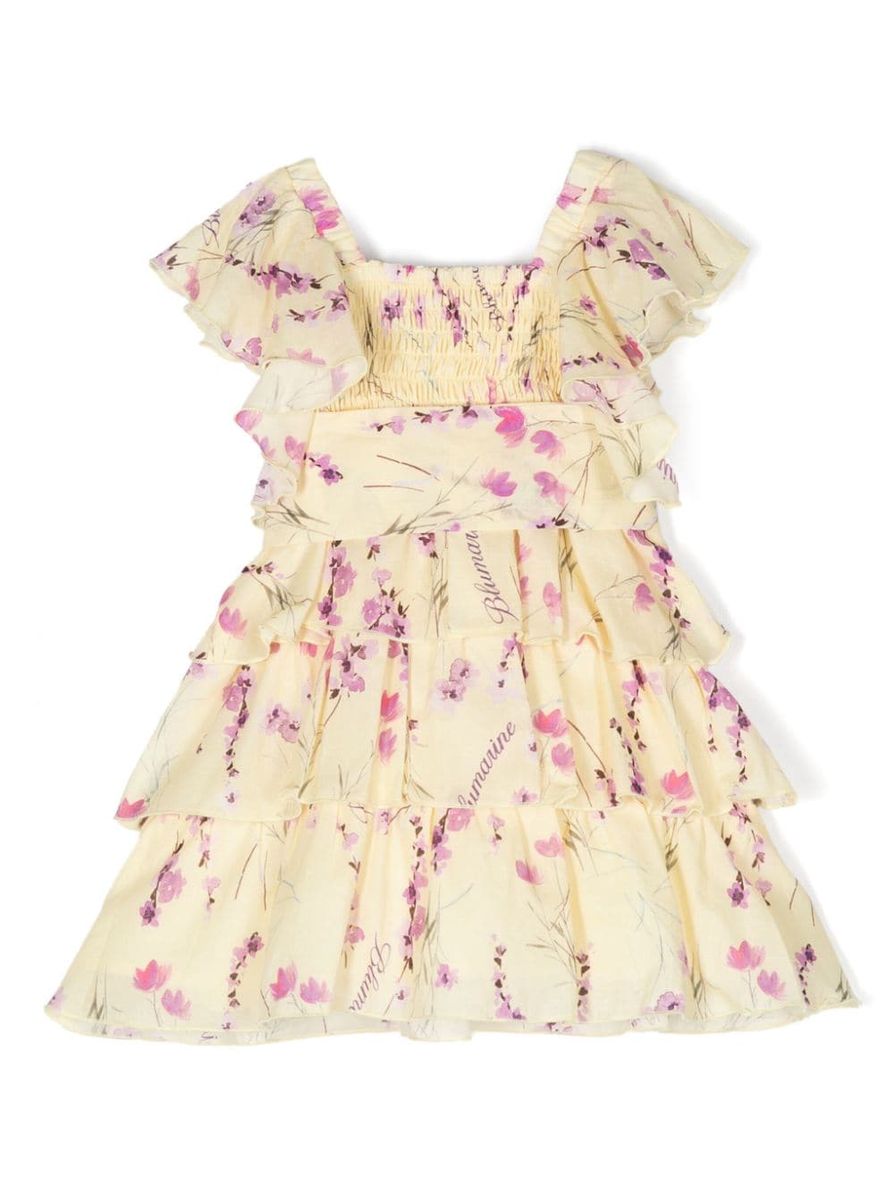 Miss Blumarine Floral Dress With Ruffles