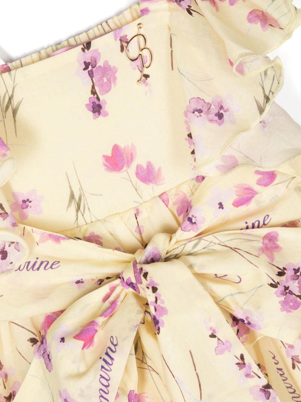 Miss Blumarine Floral Dress With Ruffles