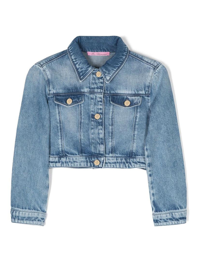 Miss Blumarine Logo-embroidered denim jacket