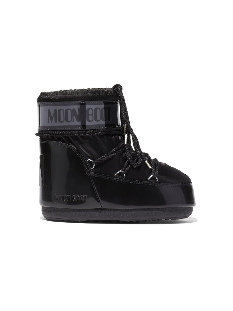 MOON BOOT Icon low glance black in satin