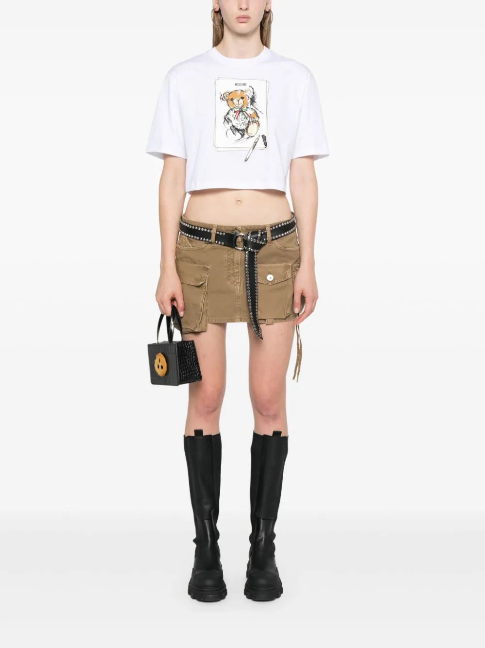 Moschino Drawn Teddy Bear Cropped T-shirt