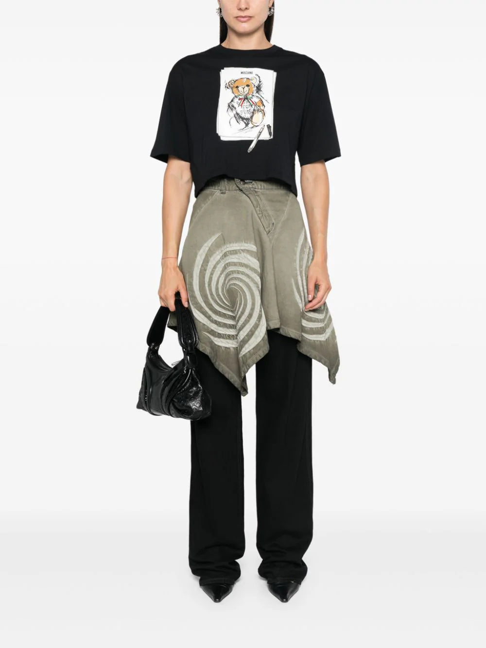 Moschino Drawn Teddy Bear Cropped T-shirt