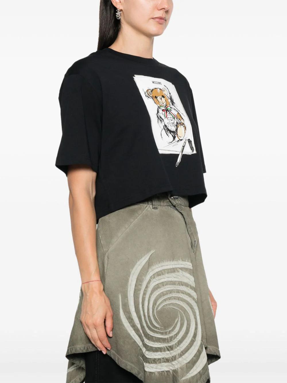 Moschino Drawn Teddy Bear Cropped T-shirt