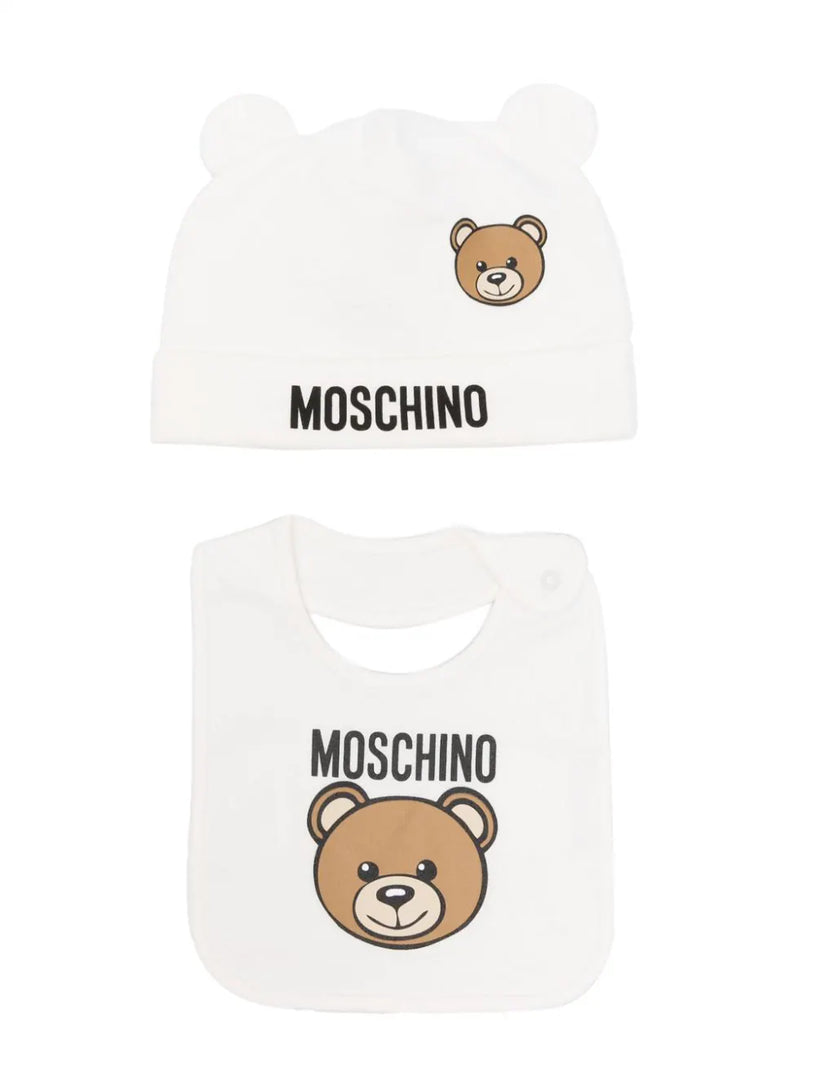 Moschino Kids Beanie set with teddy bear print