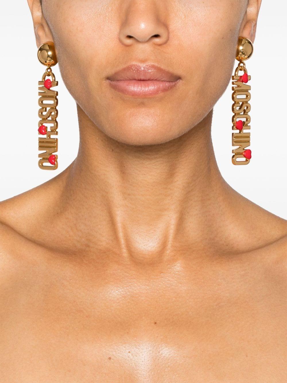 Moschino Lettering Logo Drop Earrings