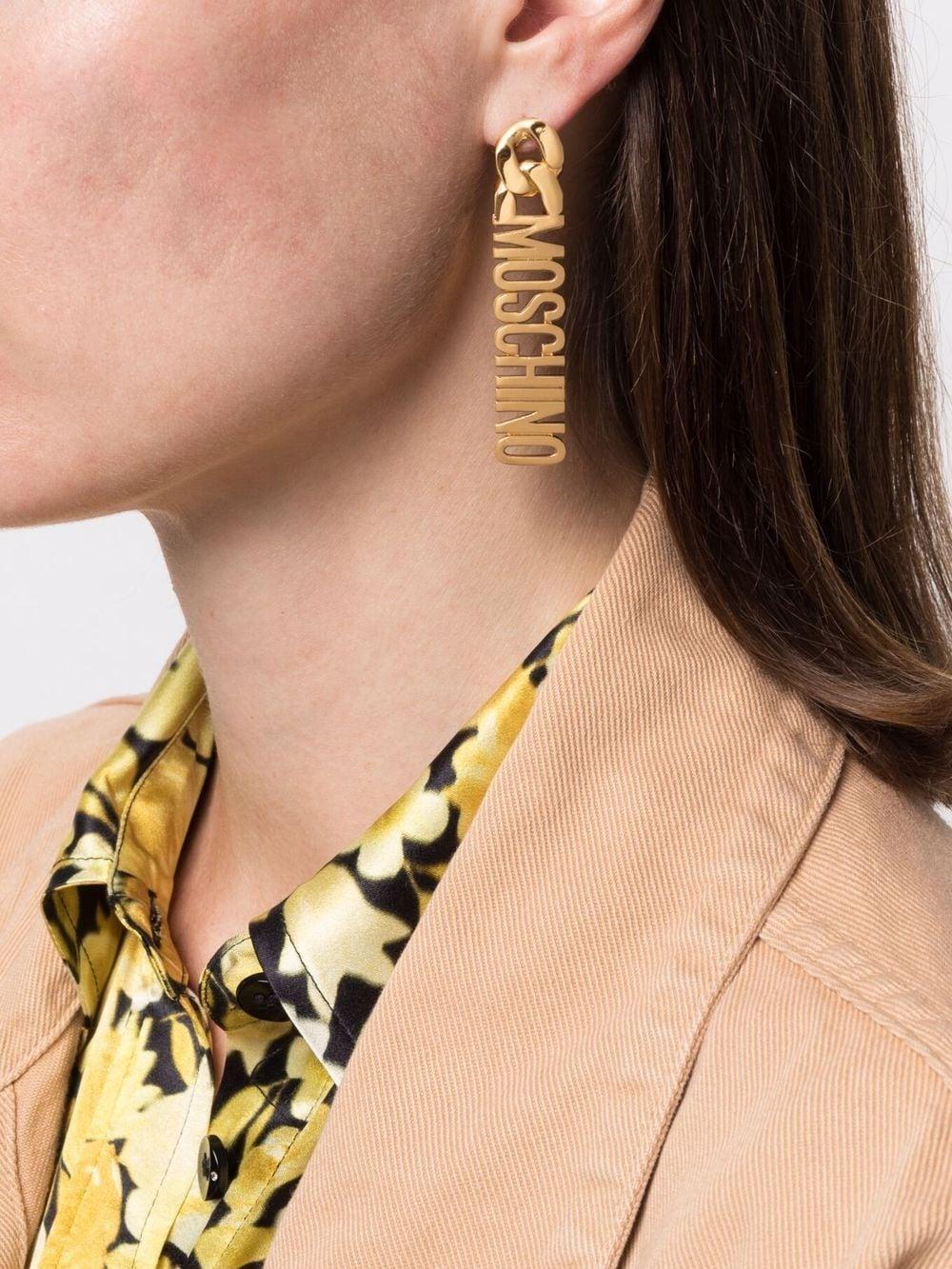 Moschino Lettering Logo Drop Earrings