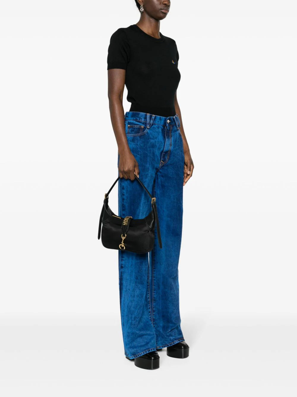 Moschino Lettering Logo Nylon Hobo Bag