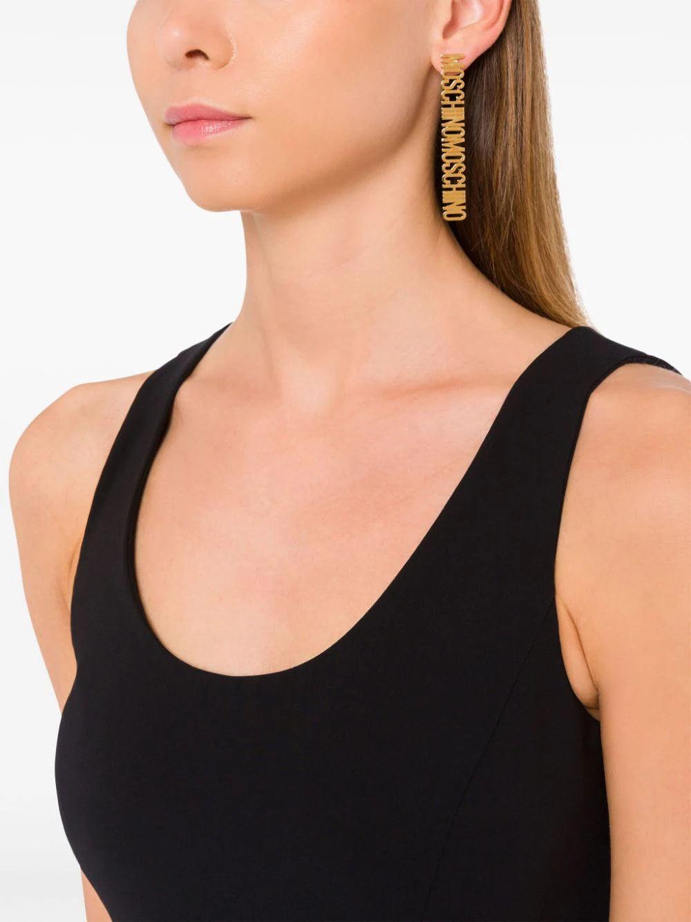 Moschino Logo Lettering Drop Earrings