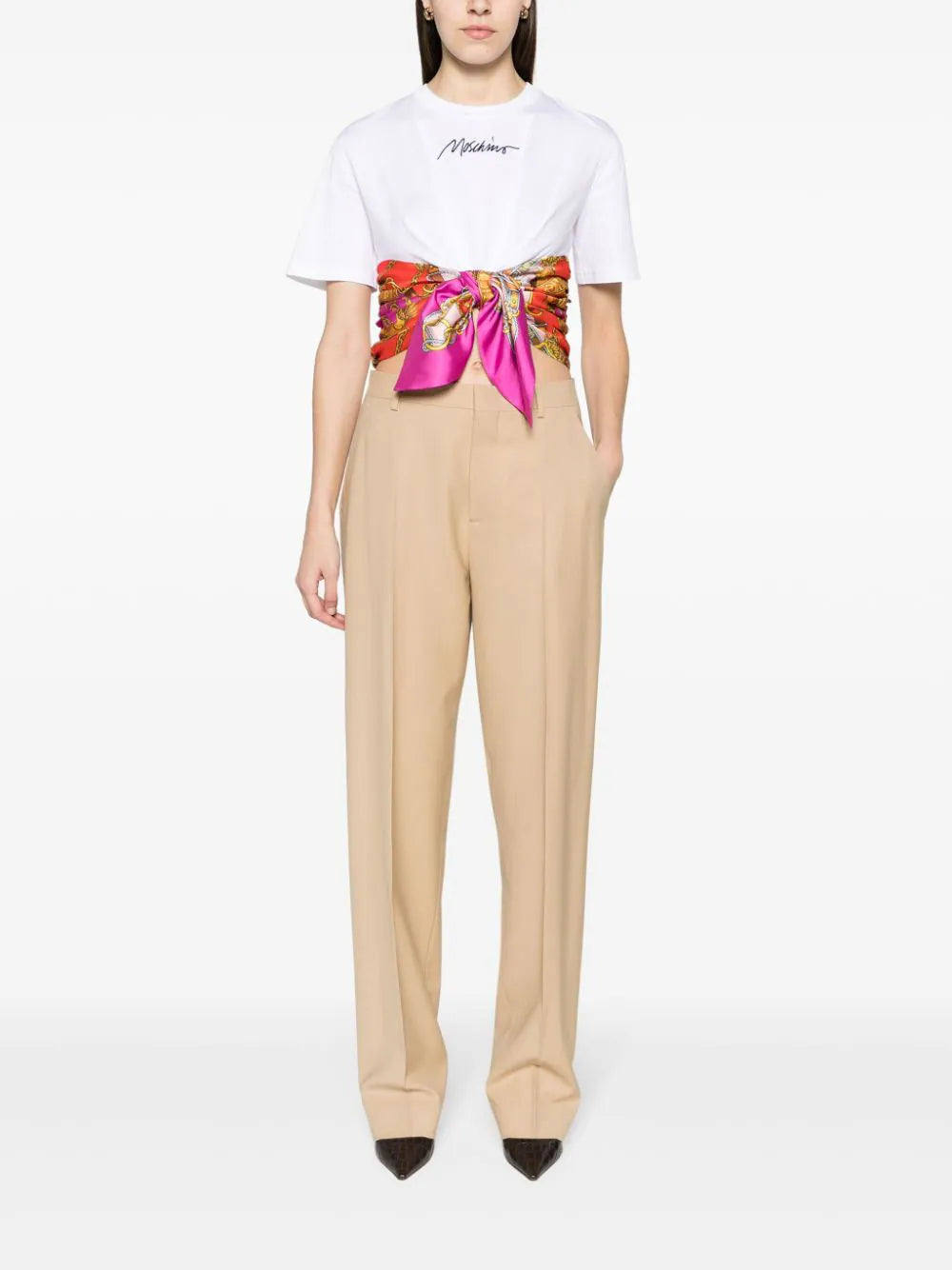 Moschino Scarf Detail Cropped T-shirt