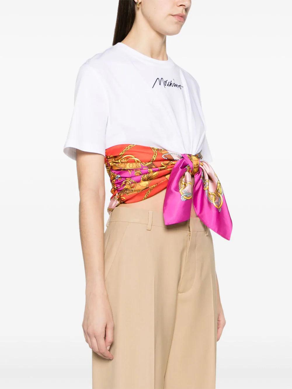Moschino Scarf Detail Cropped T-shirt