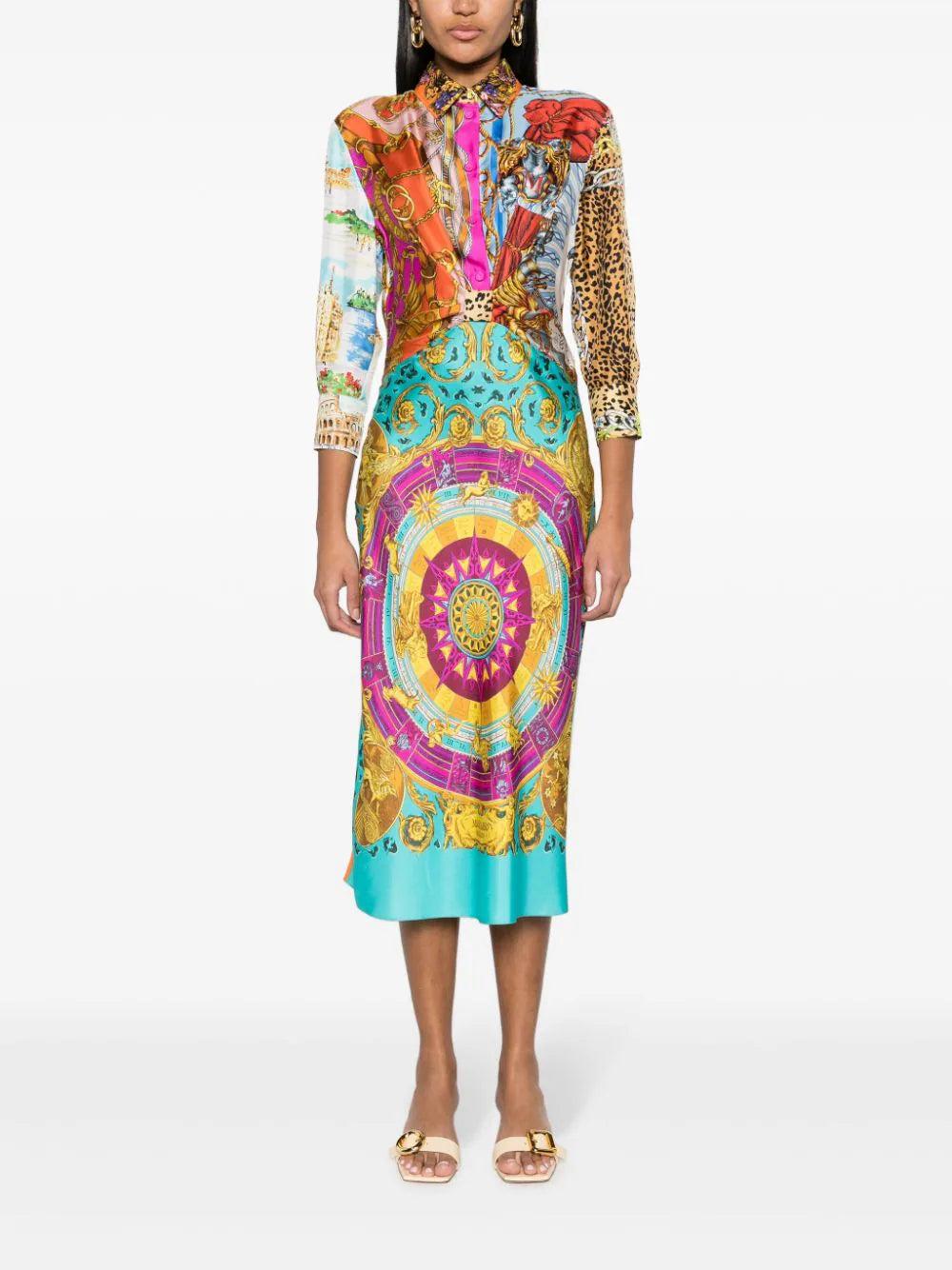 Moschino Scarf Print Twill Dress