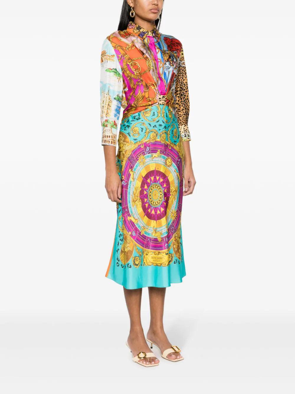 Moschino Scarf Print Twill Dress
