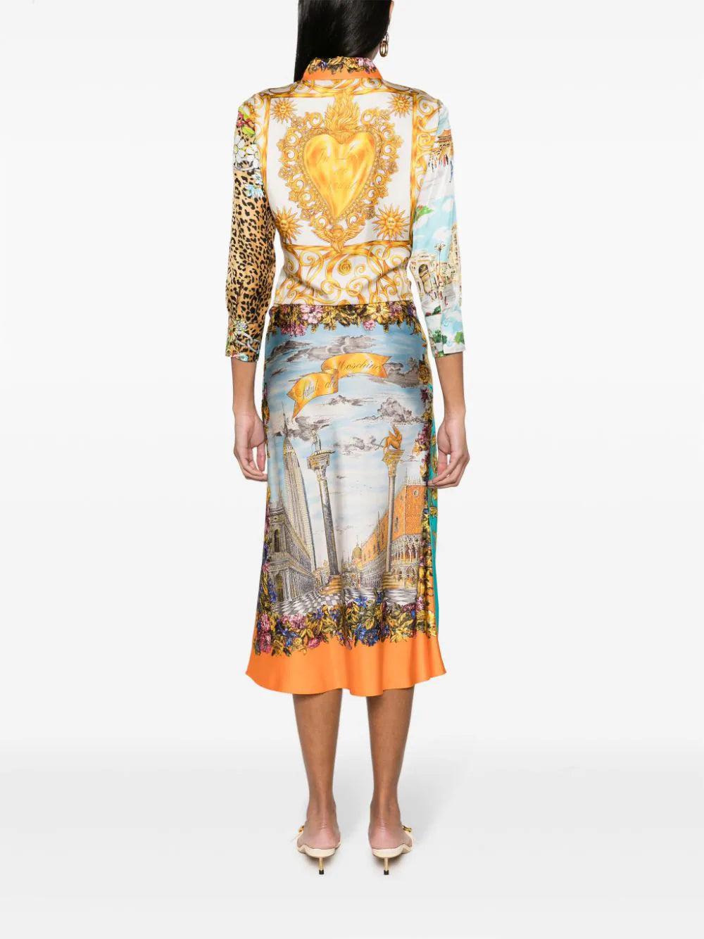 Moschino Scarf Print Twill Dress