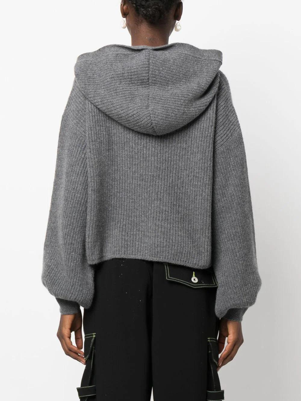 MSGM Logo Ribbed-knit Hoodie