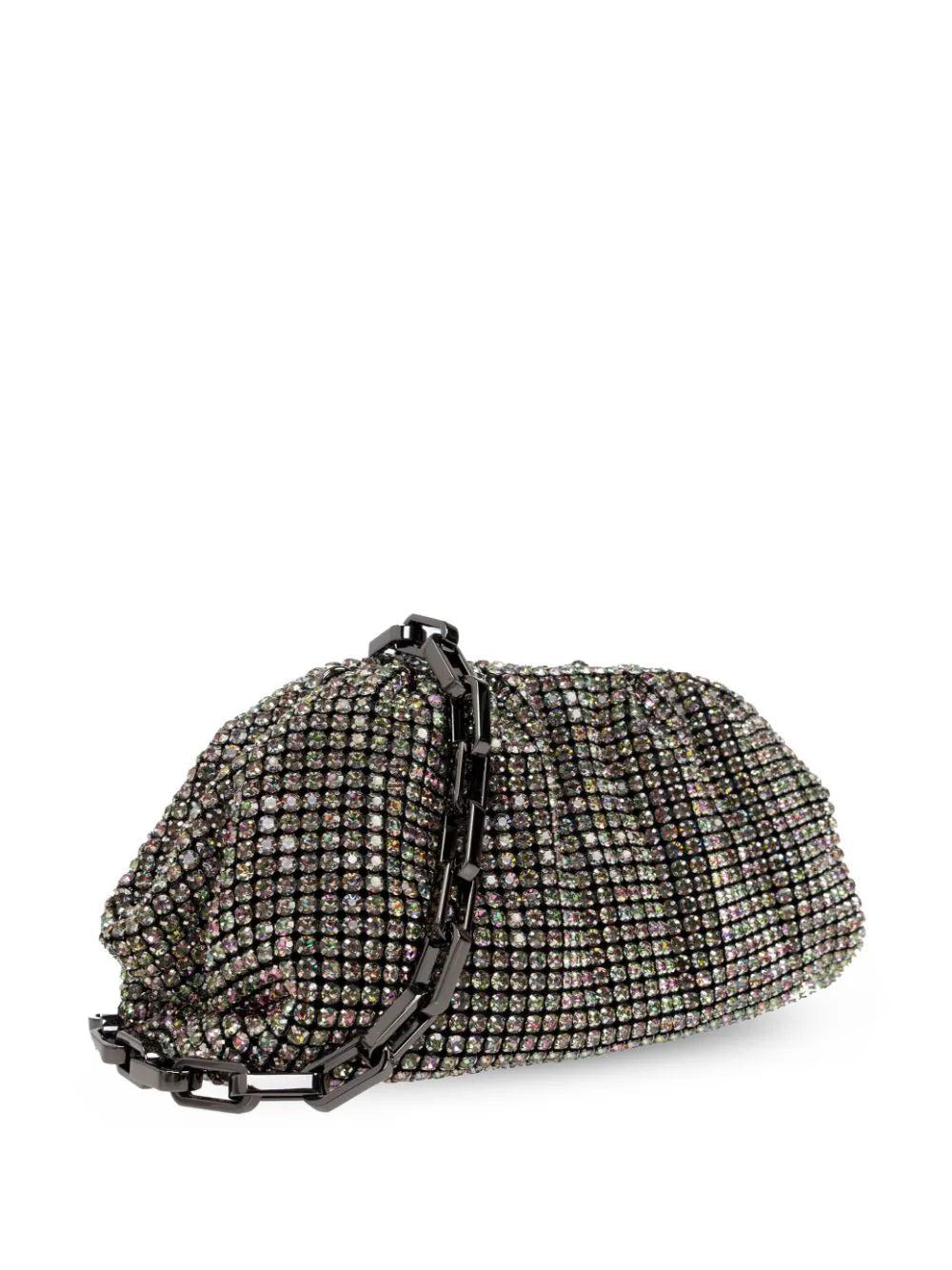 SELF PORTRAIT Multi Rhinestone Chainmail Clutch Bag