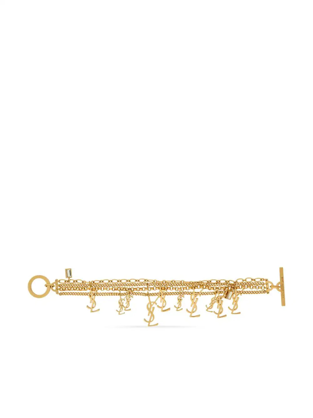 Saint Laurent Multi-turn Cassandre Chain Bracelet In Metal And Rhinestones