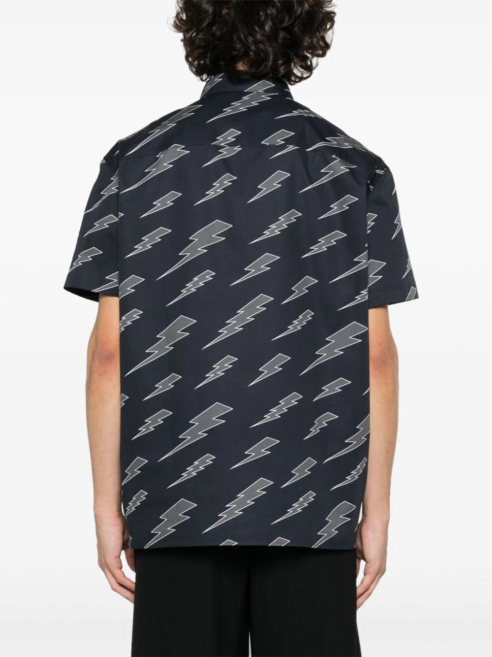 NEIL BARRETT Poplin Shirt With Thunderbolt Print