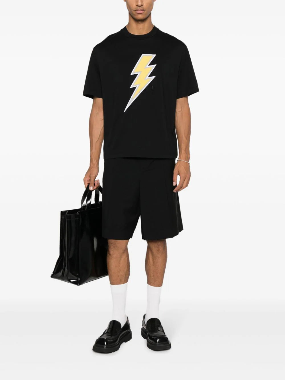 NEIL BARRETT T-shirt With Thunderbolt Embroidery