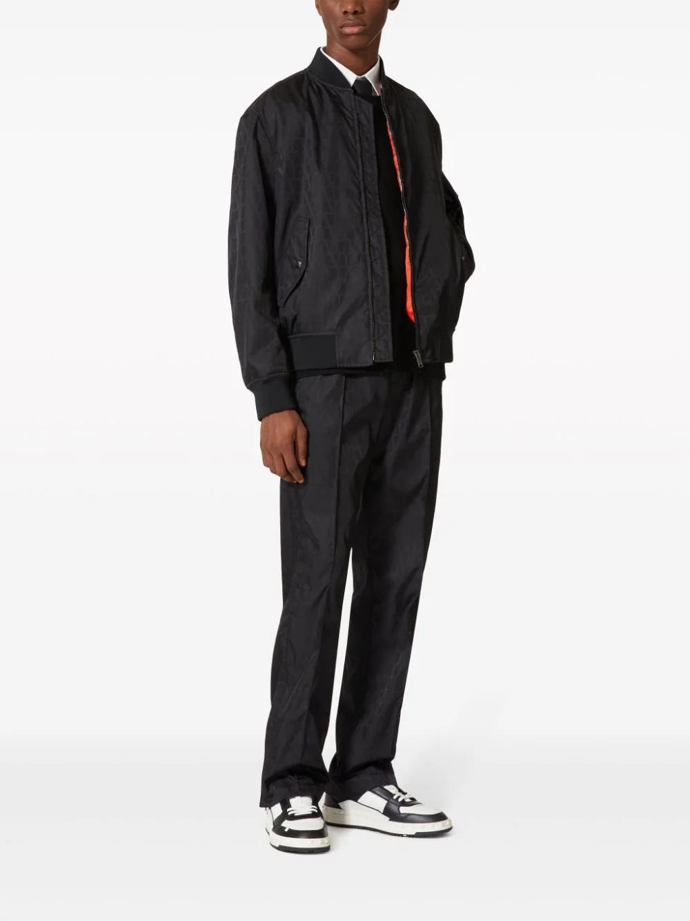 Valentino Garavani Nylon Bomber Jacket With All-over Toile Iconographe Print