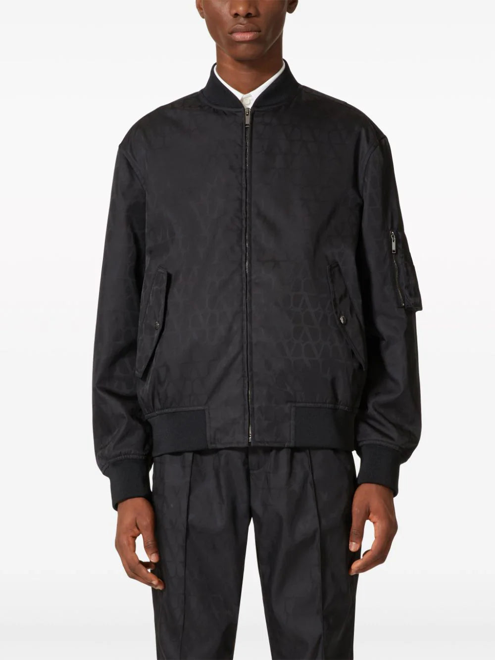 Valentino Garavani Nylon Bomber Jacket With All-over Toile Iconographe Print