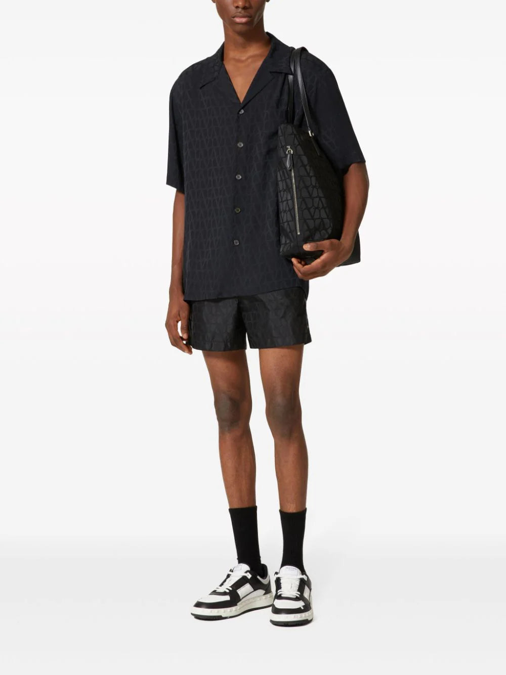 Valentino Garavani Nylon Swimsuit With All-over Toile Iconographe Print