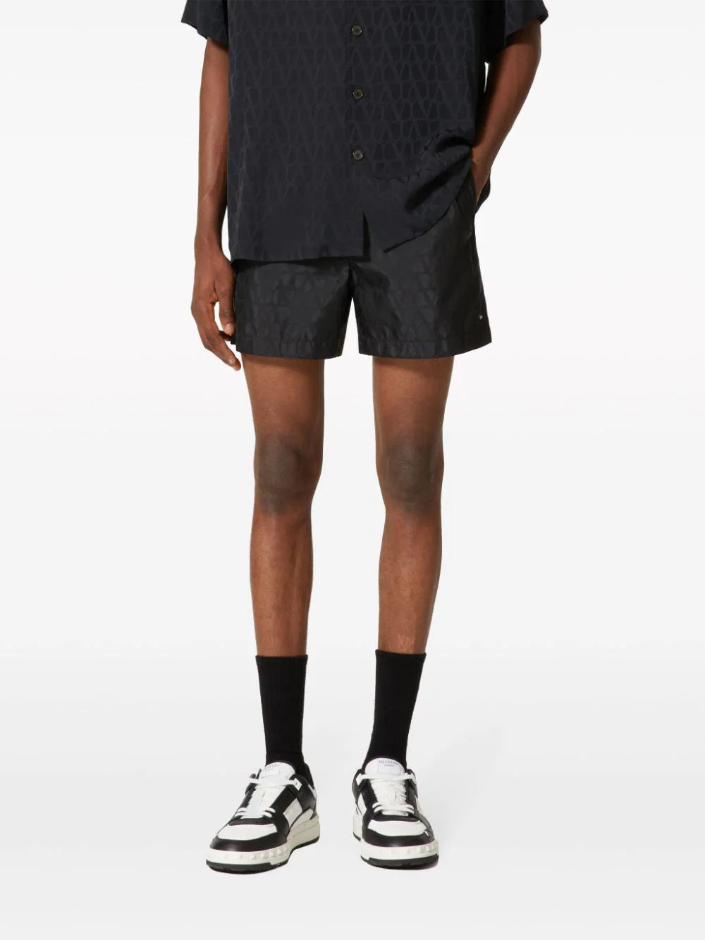 Valentino Garavani Nylon Swimsuit With All-over Toile Iconographe Print