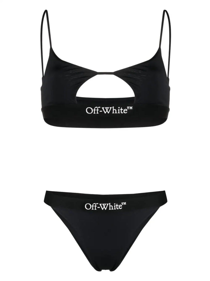 OFF-WHITE Logo-print cut-out bikini
