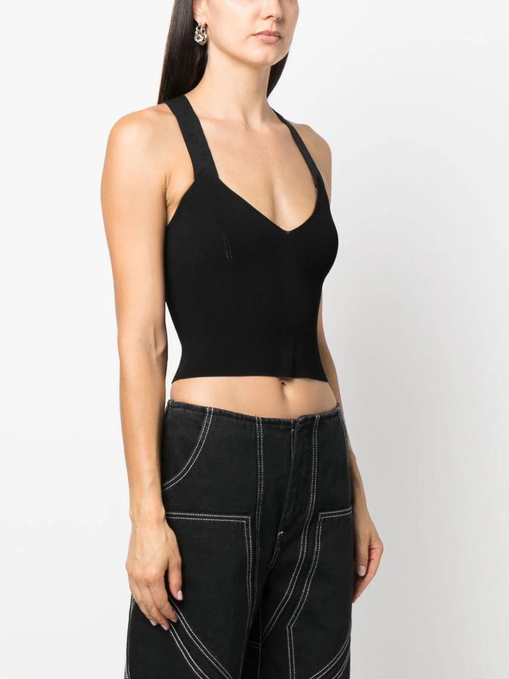 OFF-WHITE Logo-strap V-neck Top