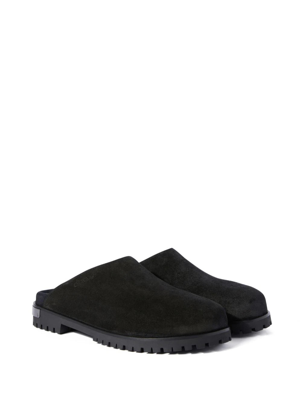 OFF-WHITE Metal Logo Suede Clogs