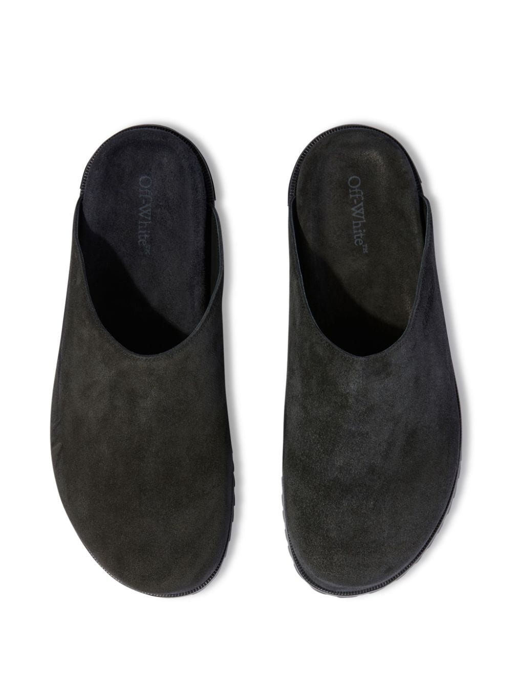 OFF-WHITE Metal Logo Suede Clogs