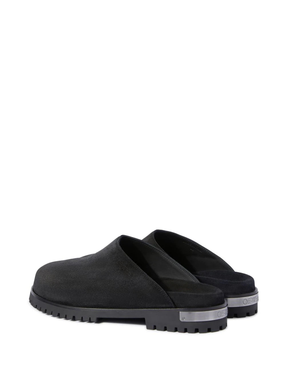OFF-WHITE Metal Logo Suede Clogs