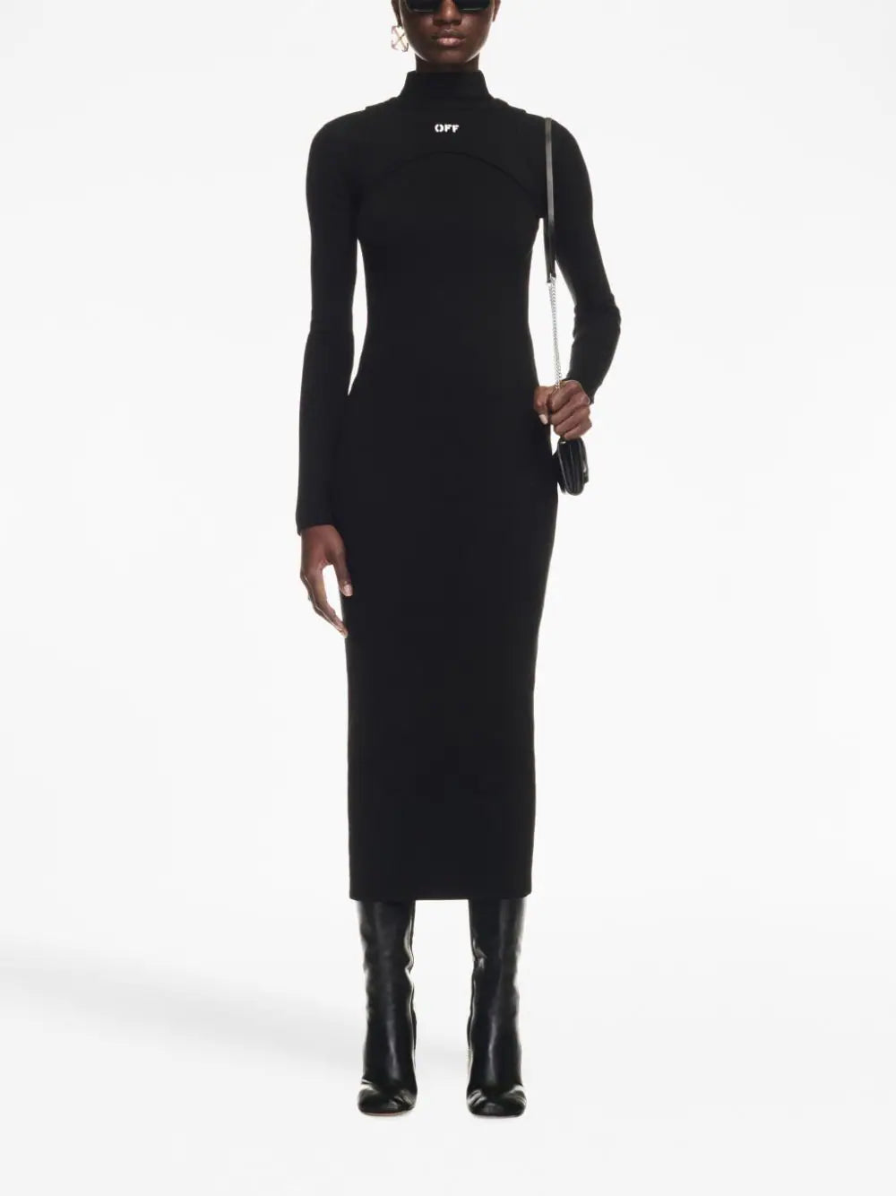 OFF-WHITE Off Stamp Rib Round Long Dress