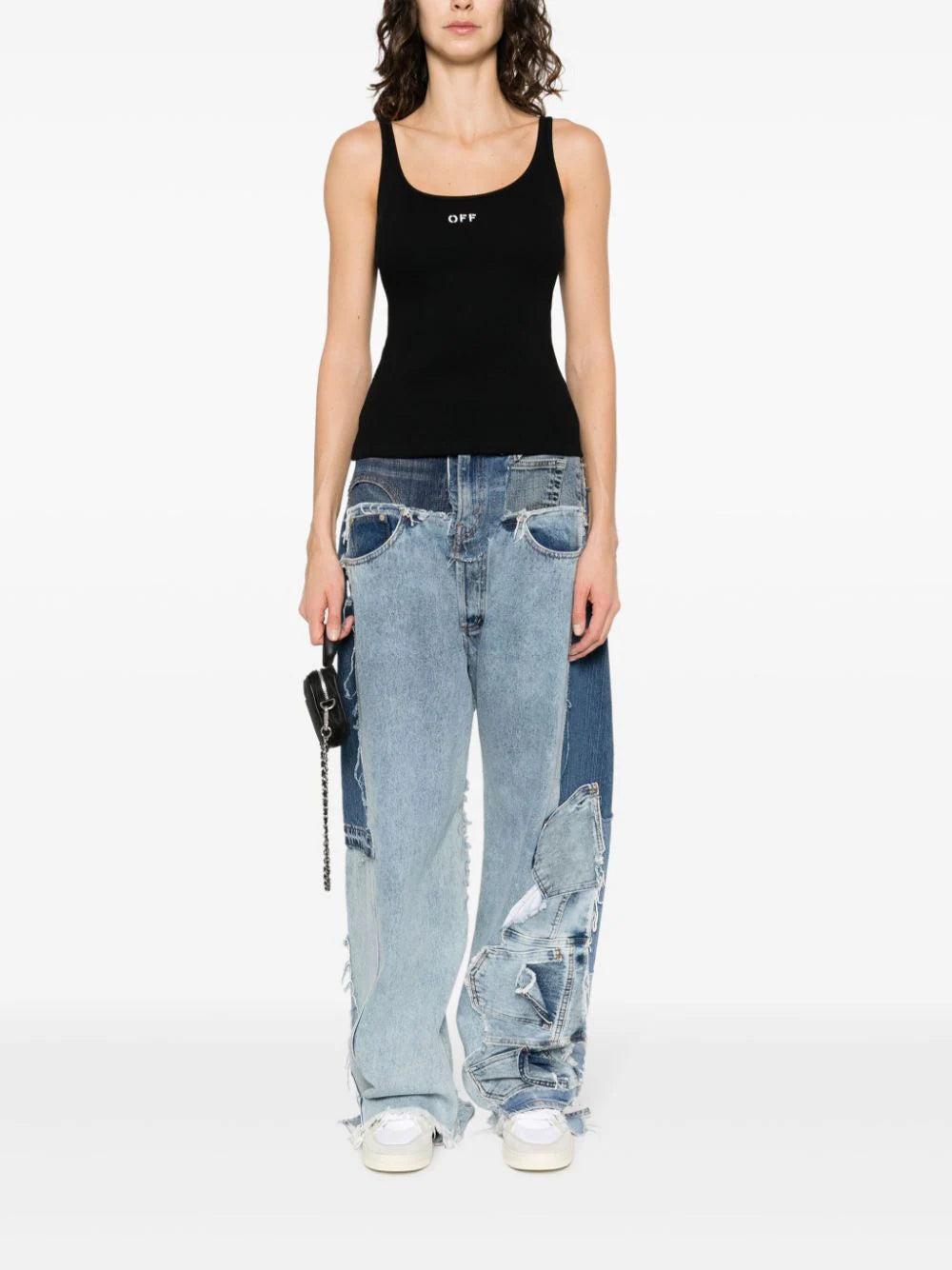 OFF-WHITE Ribbed Tank Top With Off Logo