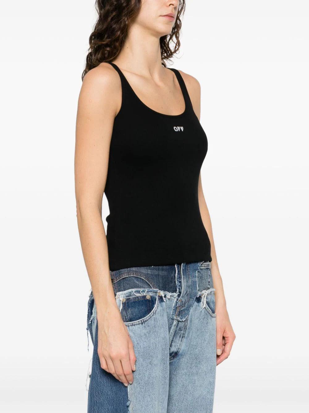 OFF-WHITE Ribbed Tank Top With Off Logo