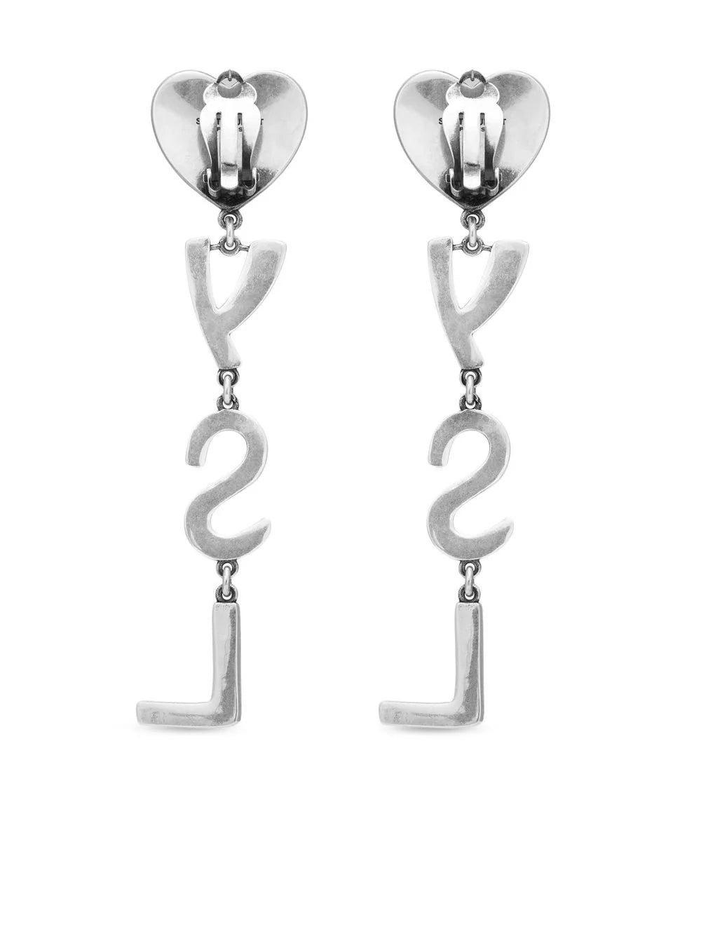 Saint Laurent Opyum Ysl Heart Earrings In Metal And Crystals
