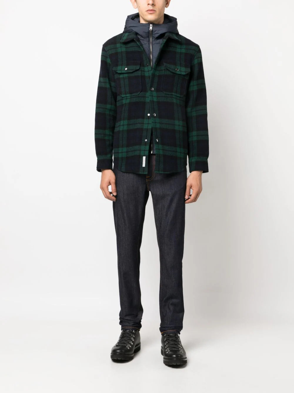 WOOLRICH Overshirt With Detachable Padded Bib And Hood