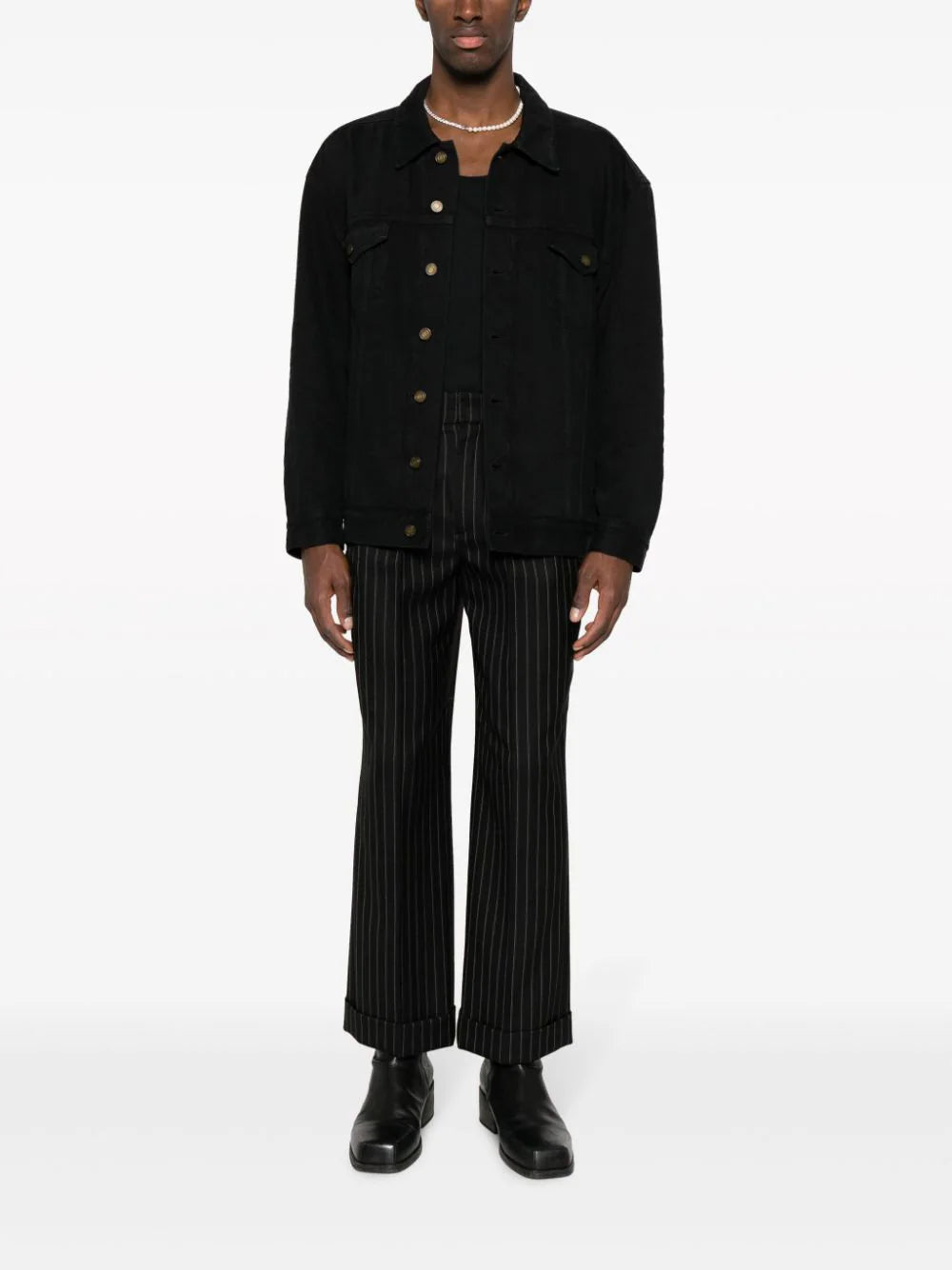 Saint Laurent Oversized Jacket In Smoky Black Denim