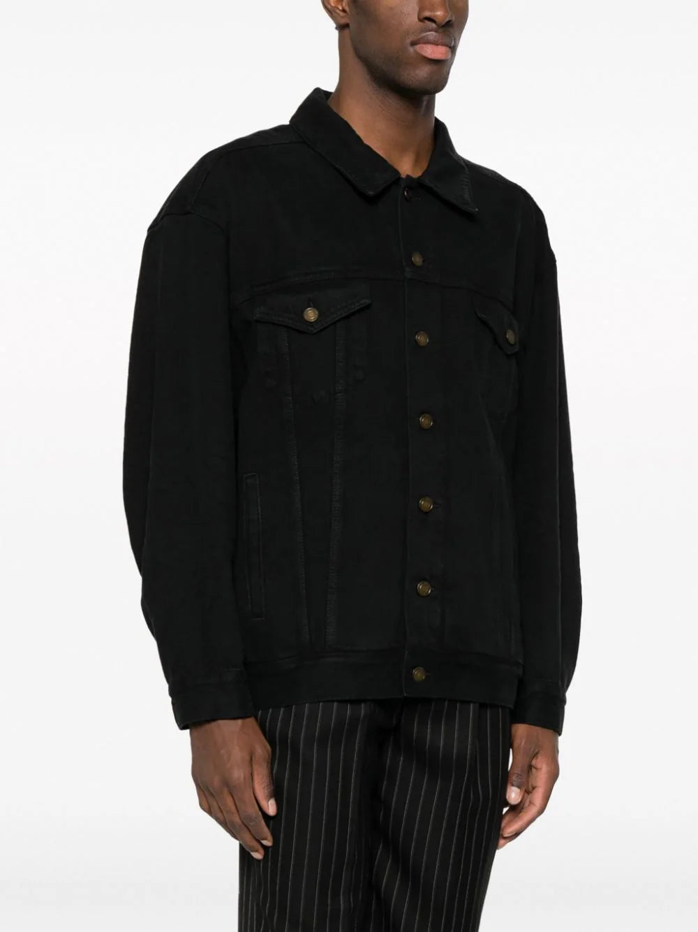 Saint Laurent Oversized Jacket In Smoky Black Denim
